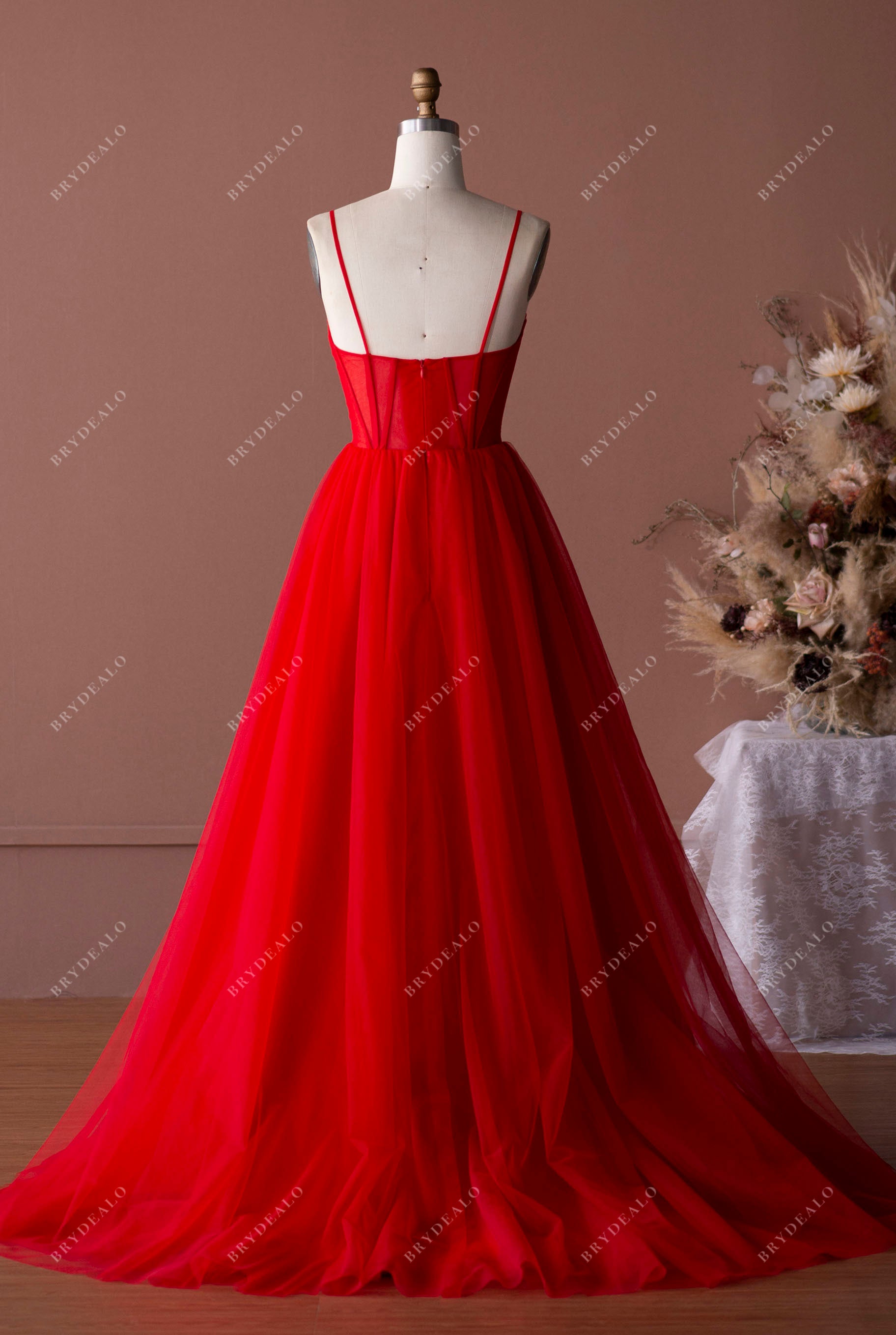 red tulle dress